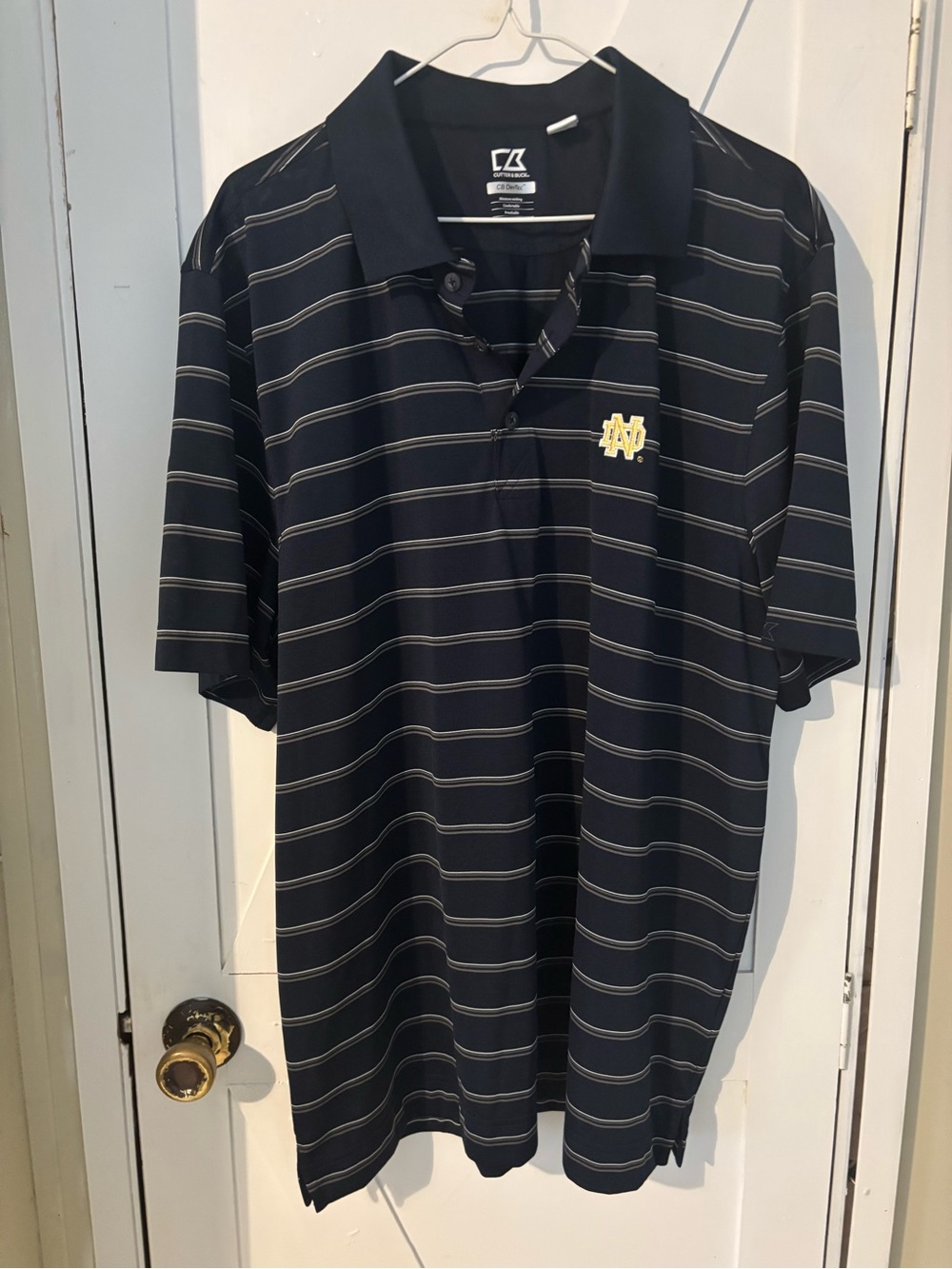 Cutter & Buck Notre Dame Fighting Irish XL DryTec Striped Golf Polo